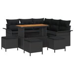 Ensemble de canapé de jardin 9 pièces avec coussins noir poly rotin acacia