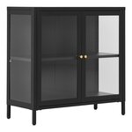Armoire 2 portes vitrées acier noir 80 x 35 x 80 cm