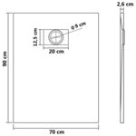 vidaXL Bac de douche SMC Noir 90 x 70 cm