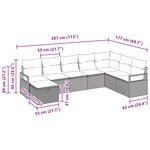 Ensemble de Canapé de Jardin 8 Pièces avec Coussins Noir en Poly Rattan