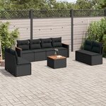 vidaXL Salon de jardin 9 Pièces avec coussins noir résine tressée
