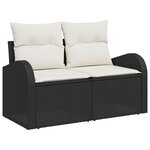Ensemble de Canapé de Jardin 5 Pièces avec Coussins Rattan Poly Noir Acacia