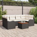 Canapés de Jardin de 7 Pièces avec Coussins Noir Rattan Poly Acacia