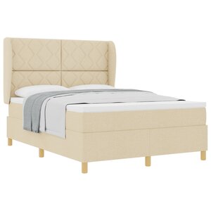 vidaXL Lit à ressort avec matelas Crème 140x200 cm Tissu