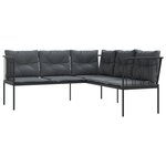 vidaXL Canapé de jardin avec coussins forme de L noir acier textilène