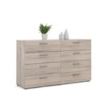 TVILUM Commode 8 tiroirs - Chene Truffe - L 140 x P 40 x H 82 cm - TYHJA