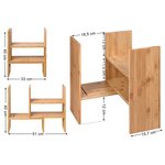 Organisateur de bureau modulable à 3 formes rangement de bureau réglable peu encombrant petite décoration de bibliothèque pour bureau cuisine et salle de bain 64 7 cm bambou naturel 12_0001497