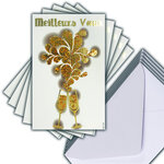 LOT 5 Cartes Meilleurs Vœux + 5 Enveloppes 4x9cm
