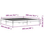 vidaXL Cadre de lit sonoma gris 200x200 cm bois d'ingénierie et métal