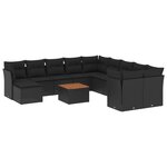 vidaXL Salon de jardin 12 Pièces avec coussins noir résine tressée