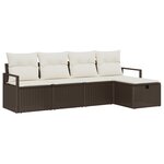 vidaXL Ensemble de Canapé de Jardin 5 Pièces avec Coussins Marron Rattan Poly