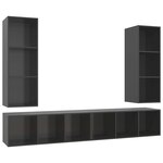 vidaXL Meubles TV muraux 4 Pièces Gris brillant Bois d'ingénierie