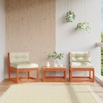 vidaXL Canapés de jardin et coussins 2Pièces cire marron bois pin massif