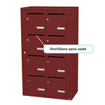 Bloc collectif Leabox 2x4  grade 3  simple face  intérieur  fixation murale  rouge brun ral 3011 finition brillante