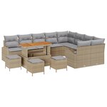 vidaXL Ensemble de Canapés de Jardin 13 Pièces avec Coussins Beige Poly Rattan Acacia