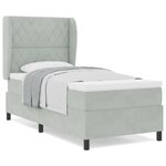 Lit à sommier box spring avec matelas - Gris clair - 90x200 cm - Velours