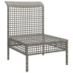 vidaXL Canapé central de jardin avec coussin Gris Résine tressée