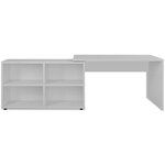 Bureau table meuble travail informatique d'angle 4 étagères blanc 0502058