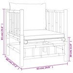 Salon de jardin meuble d'extérieur ensemble de mobilier 7 pièces avec coussins blanc crème bambou 02_0017084