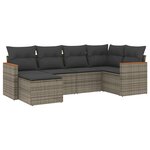 vidaXL Salon de jardin 6 Pièces avec coussins gris résine tressée
