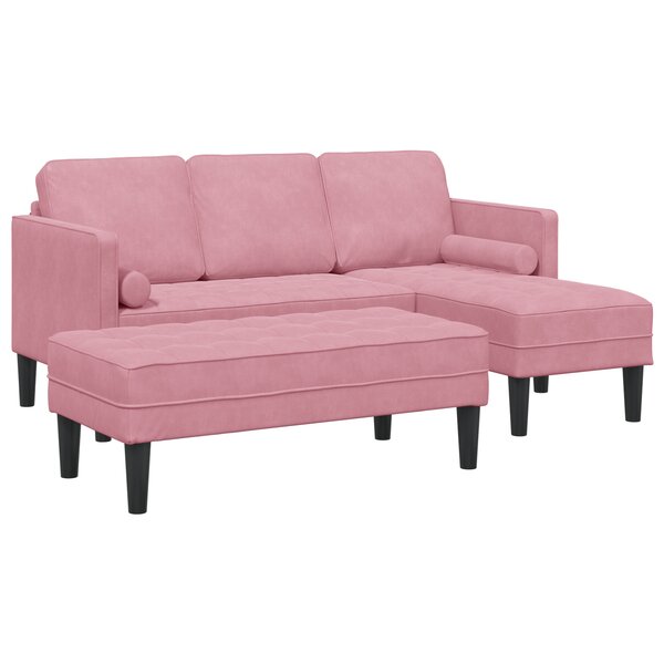 Canapé de jardin vidaXL avec banc et coussins en velours rose