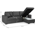 Canapé d'angle convertible réversible 4 places - Tissu gris - 244 x 151 x 90 - HAMILTON