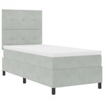 Lit à ressort vidaXL avec matelas Gris clair 100x200 cm Velours