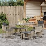 vidaXL Ensemble à manger de jardin et coussins 7 Pièces gris clair rotin