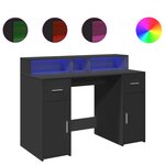 Bureau table poste de travail meuble d'ordinateur informatique étude avec lumières LED 120 x 55 x 91 cm bois d'ingénierie noir 02_0023427