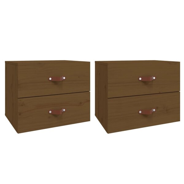 vidaXL Tables de chevet murales 2 Pièces Marron miel 50x36x40 cm