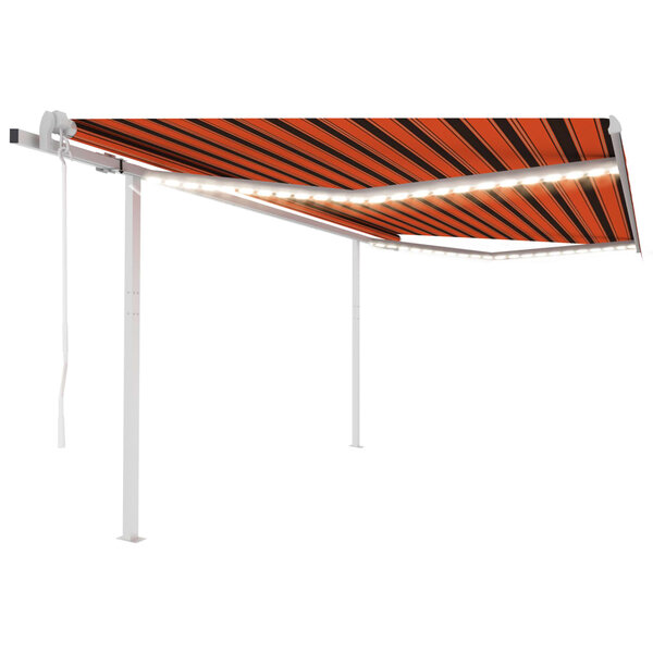 vidaXL Auvent automatique capteur de vent et LED 4 5x3 m Orange marron