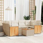 vidaXL Salon de jardin avec coussins 7 Pièces beige résine tressée