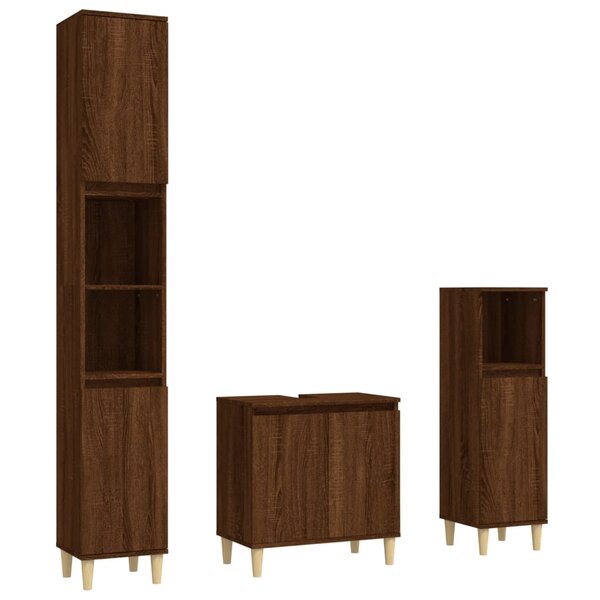 vidaXL Ensemble de meubles de salle de bain 3 Pièces Chêne marron
