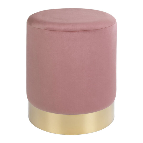 Pouf en velours rose avec base en laiton Ø 34 x 43 cm