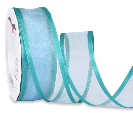 Organza marseille 25-m-rouleau 40 mm laitonné turquoise