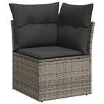 vidaXL Salon de jardin avec coussins 7 Pièces gris résine tressée