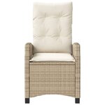 vidaXL Chaise inclinable de jardin avec coussins beige résine tressée