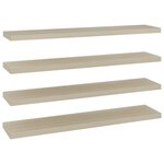vidaXL Étagères murales flottantes 4 Pièces chêne 120x23 5x3 8 cm MDF