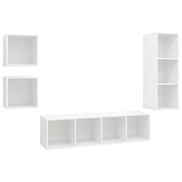 vidaXL Ensemble de meuble TV 4 Pièces Blanc Aggloméré