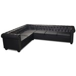 vidaXL Canapé d'angle Chesterfield 6 places Cuir synthétique Noir