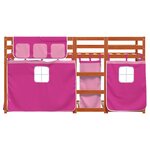 vidaXL Lit superposé avec rideaux rose 80x200 cm bois pin massif