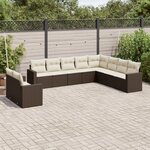 vidaXL Salon de jardin 10 Pièces avec coussins marron résine tressée
