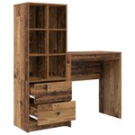 vidaXL Bureau avec rangement Bois vieux Bois d'ingénierie