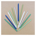 12 bougies longues bleu & argent - 12 cm