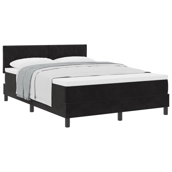 Lit à sommier box avec matelas noir 160x200 cm en velours