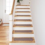Tapis d'escalier vidaXL avec dos en latex Marron clair 20x75