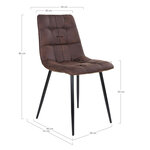 2 chaises de salle à manger en microfibre marron foncé avec pieds noirs