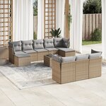 vidaXL Salon de jardin 11 Pièces avec coussins beige résine tressée