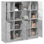 vidaXL Bibliothèque avec portes gris béton 136x37x142 cm