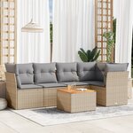vidaXL Salon de jardin avec coussins 6Pièces mélange beige résine tressée